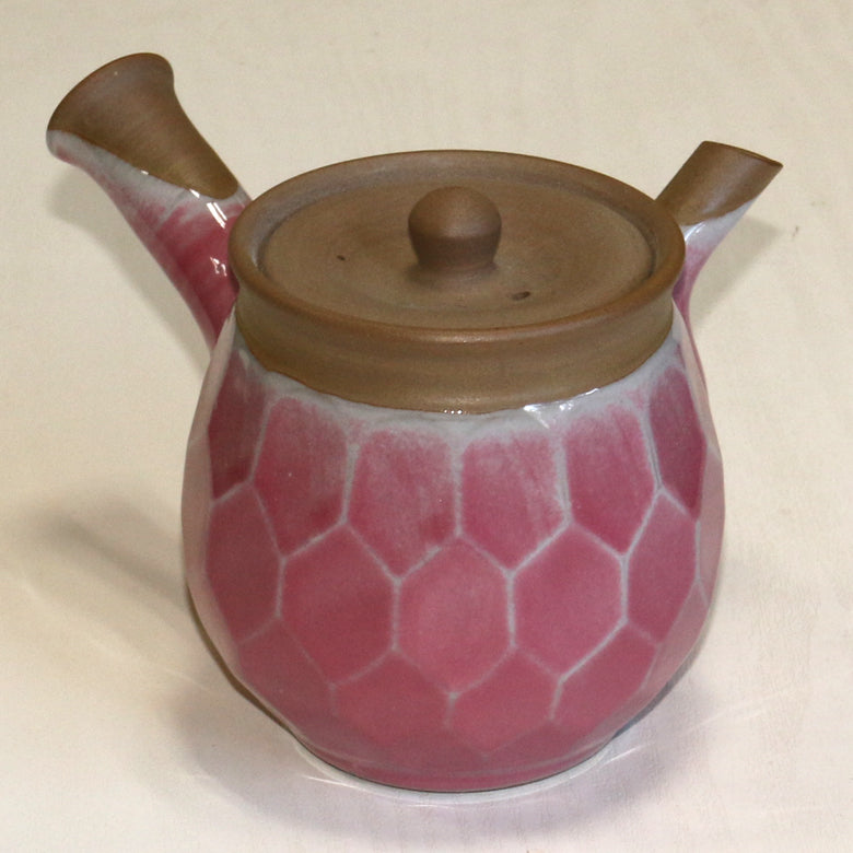 善夫作 急須 亀甲 ピンク