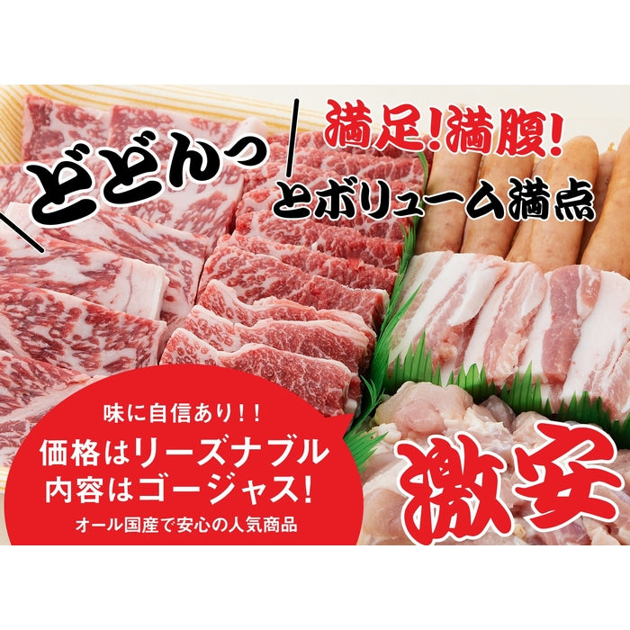 【コスパに優れた人気商品】 国産牛 / 焼肉・バーベキューセット (オール国産5種盛り) / 4人前