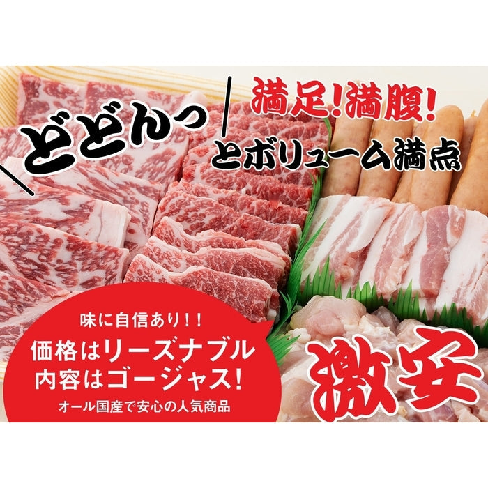 【いいとこ取りでロングセラー】 国産交雑牛 / 焼肉・バーベキューセット (オール国産5種盛り) / 4人前