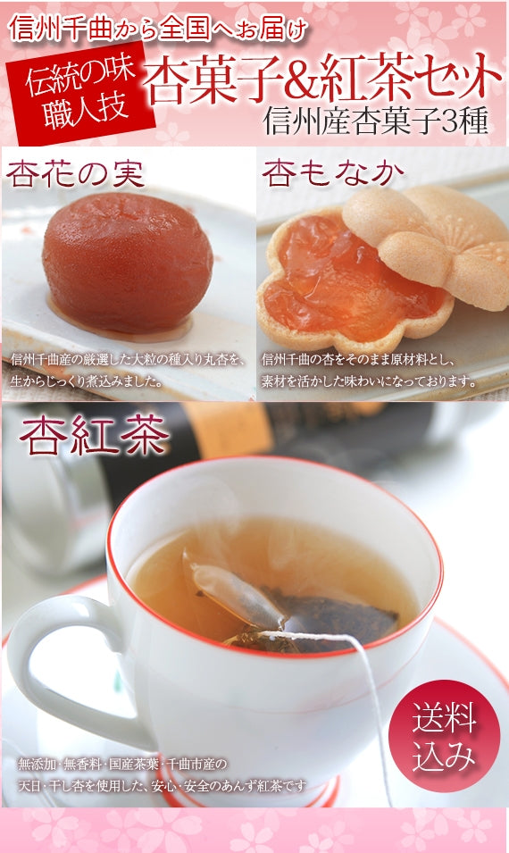【送料込み】信州杏特選ギフト★杏もなか・杏花の実・あんず紅茶の3種セット【ギフト】【和菓子】