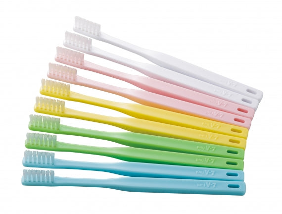 V-7歯ブラシ 簡易包装 10本組 パステルカラー ふつう　レギュラー　コンパクト