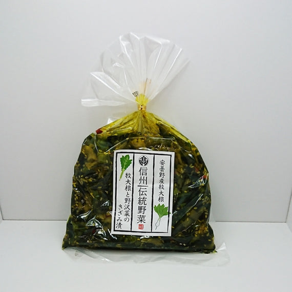 信州伝統野菜 牧大根と野沢菜のきざみ漬 信州長野県のお土産 野沢菜漬け物