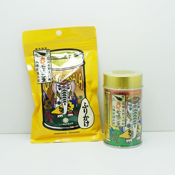 八幡屋礒五郎カレー七味ごま1缶＋1袋 信州長野大門町 ふりかけ 信州
