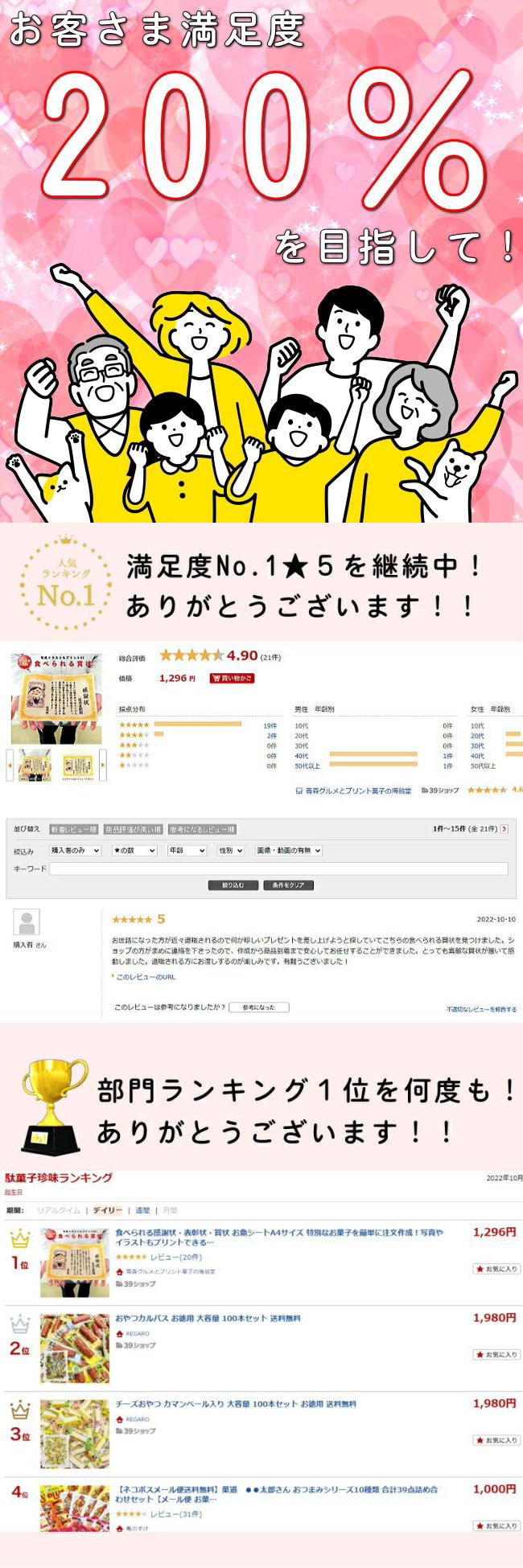 食べられるオリジナル賞状(感謝状・表彰状)A4サイズ-記念品 卒業 卒団 卒園 退職 母の日 父の日 敬老の日 プレゼント ギフトカード 手紙 プリント サービス品 オーダーメイド