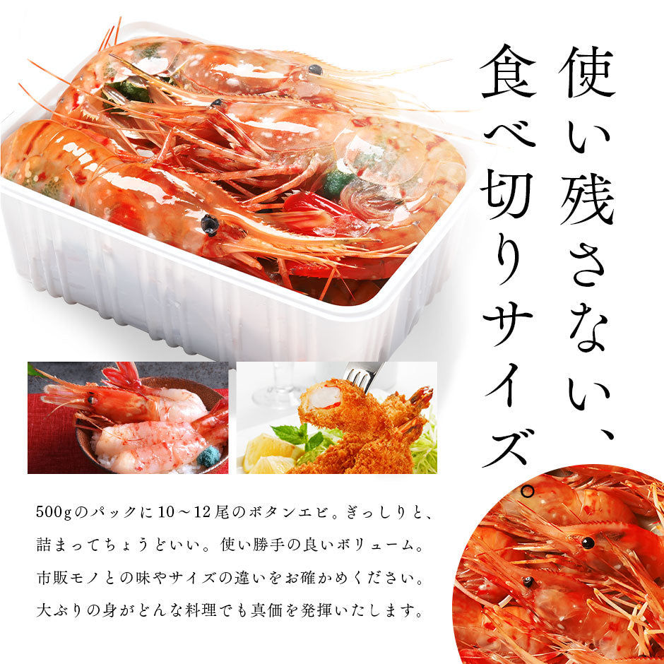 【船凍品で鮮度抜群】ロシア産 ボタンエビ 500g(10-12尾前後)【送料無料】