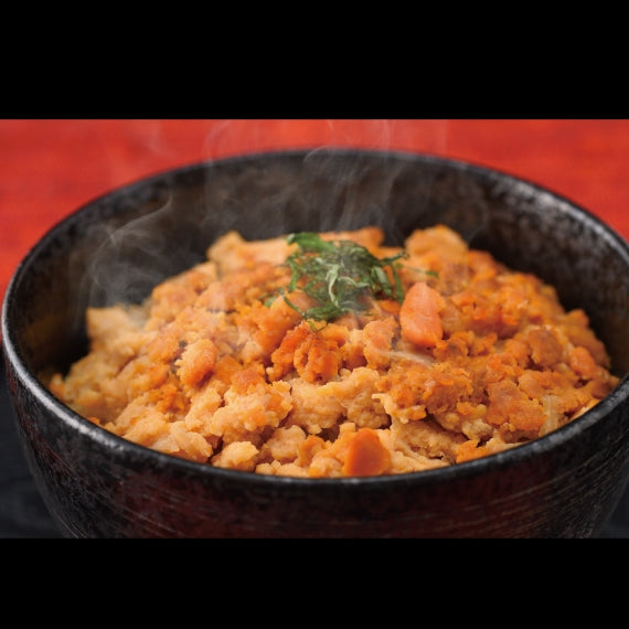 温めてご飯にかけるだけ!うにの卵とじ丼の出来上がり! うに丼 160g