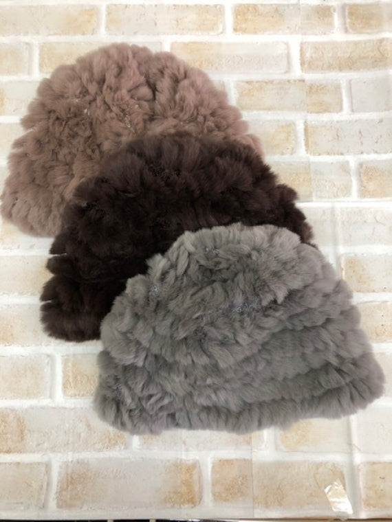 レッキスラビットファー帽子 01.ナチュラルブラウン