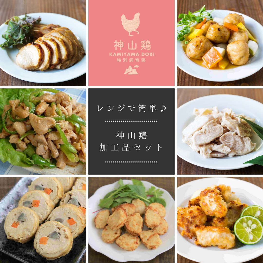 【送料込】【レンジで簡単♪7パック!!】神山鶏加工品セット