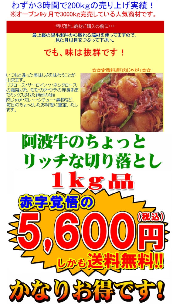 ちょっとリッチな切り落とし1kg【送料無料】500g×2p