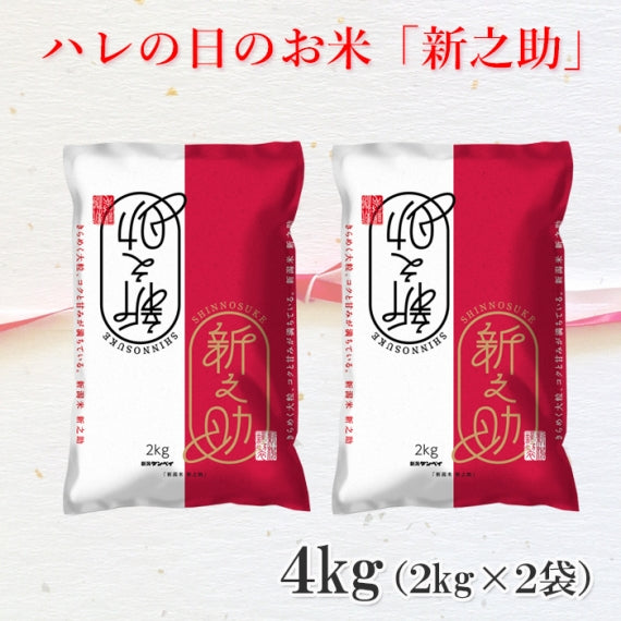 【送料込】新米 米 4kg (2kg×2袋) 令和7年産 新之助 新潟県産 お米 ブランド米 精米 白米 ギフト