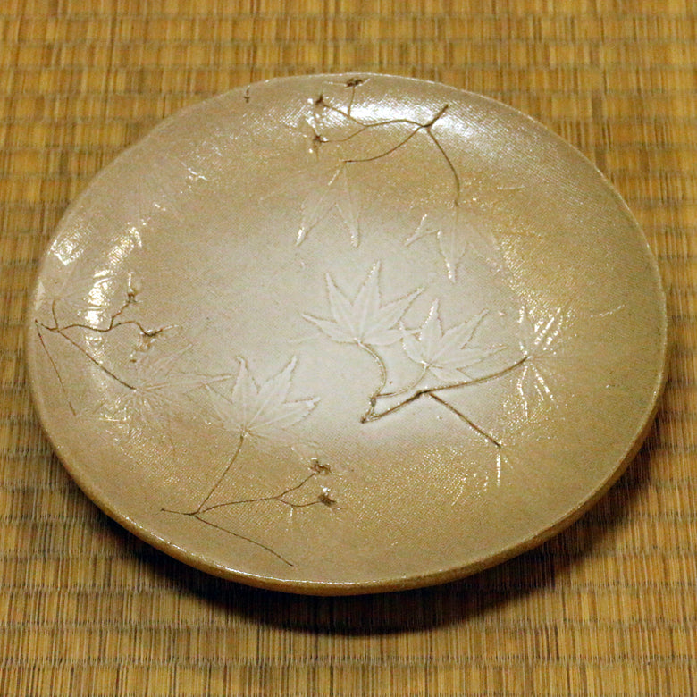 丸皿 もみじ 大 白