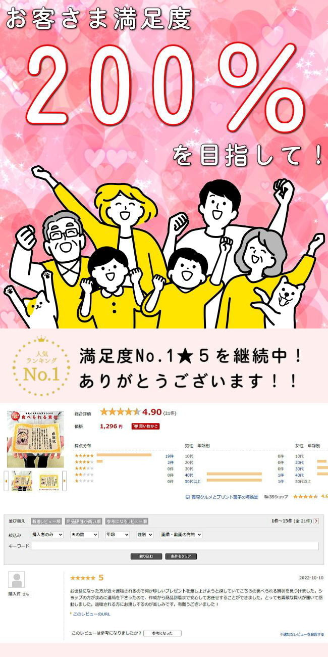 お父さんが喜ぶ食べられる感謝状A4シート ペーパー版サービス&ギフト包装済(食べる賞状)