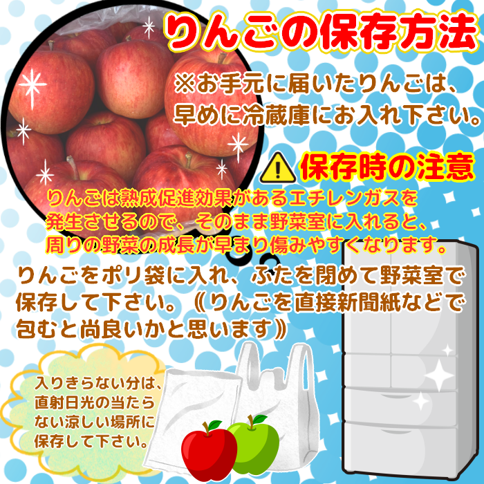 青森県産 家庭用りんご サンふじ&王林 詰合せ 3kg・5kg・10kg【送料込】産地直送 光センサー選果