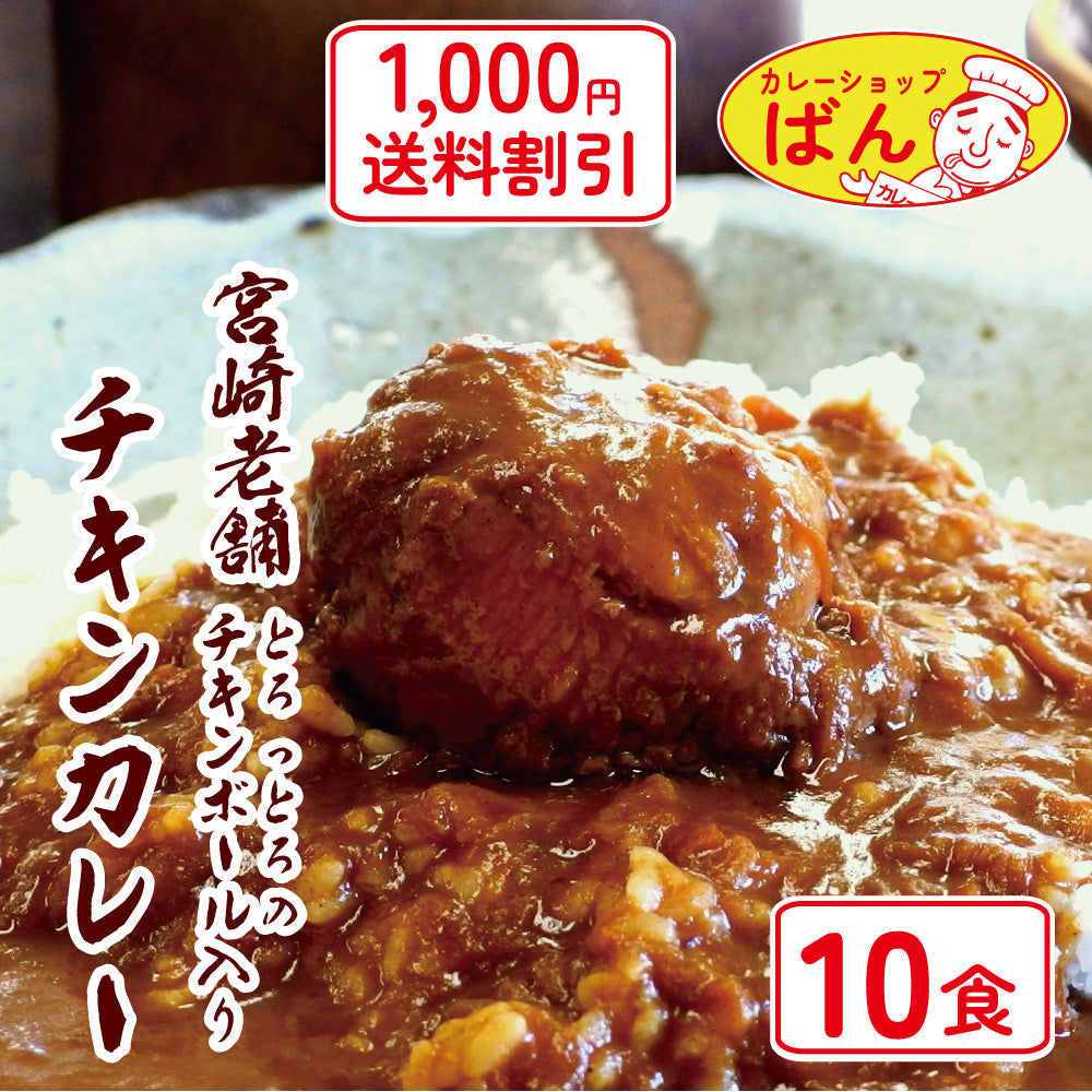 【送料割】宮崎産若鶏のチキンカレー１０食セット