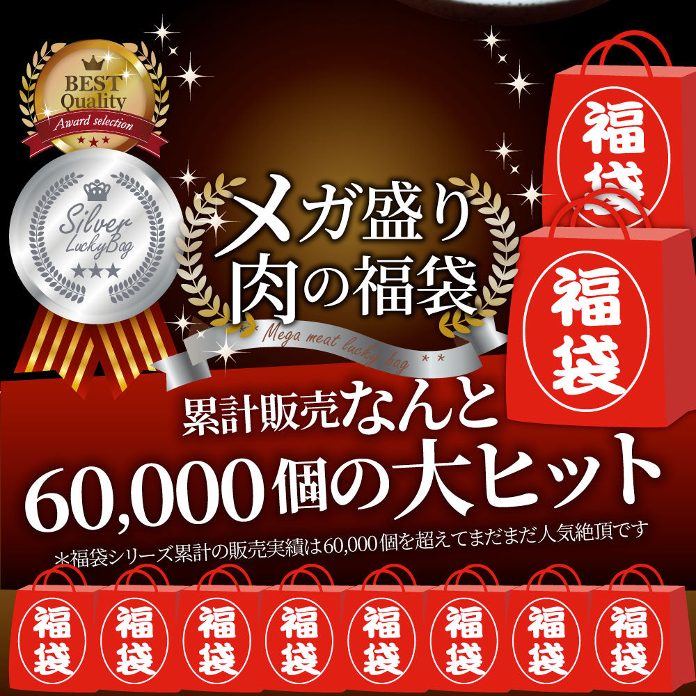 肉の福袋 シルバー メガ盛り 総重量2.64kg 焼肉 お歳暮 ギフト 食品 プレゼント 女性 男性 お祝い 新生活 あすつく