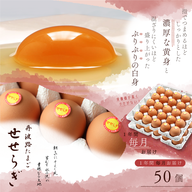 丹波路たまご せせらぎ50個~1年間毎月お届け~
