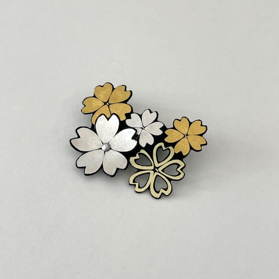 象嵌 透かし桜 ペンダントブローチ