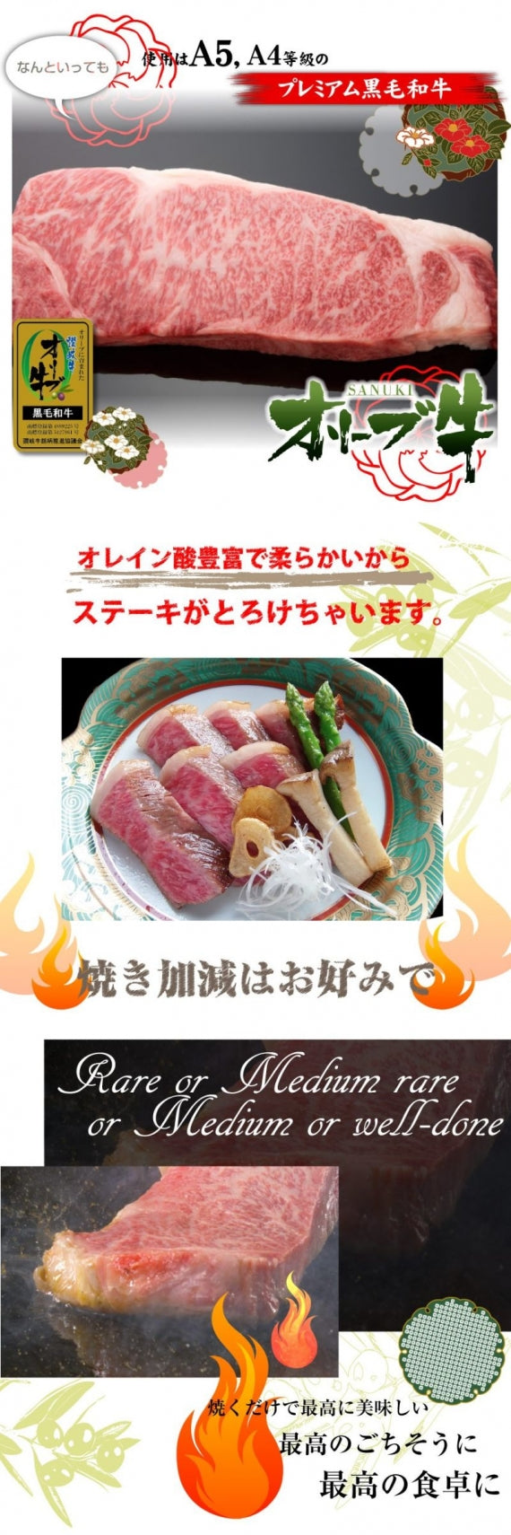 牛肉 肉 オリーブ牛 ロース ステーキ 180g 特選 讃岐 黒毛和牛 霜降り お歳暮 ギフト 食品 プレゼント 女性 男性 お祝い 新生活