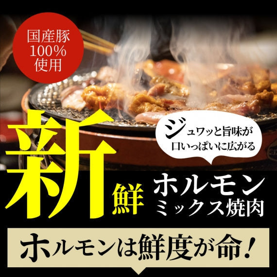 ホルモン ミックス 焼肉 800g 国産豚100% 秘伝 タレ漬け バーベキュー  肉 焼くだけ 冷凍*当日発送対象