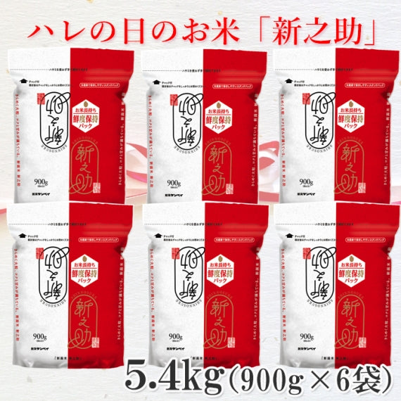 【送料込】新米 令和5年産 新之助 新潟県産 5.4kg （900g×6袋） お米 ブランド米 精米 白米 ギフト