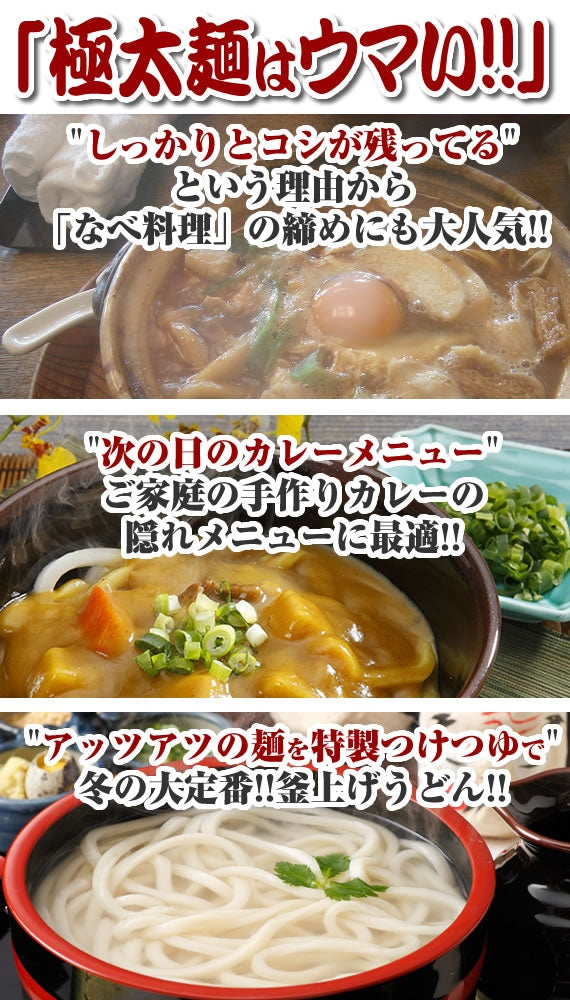 極太麺【20人前つゆ付】半生麺 本場さぬきうどん包丁極太切り釜上げうどん300g×10袋【送料無料】