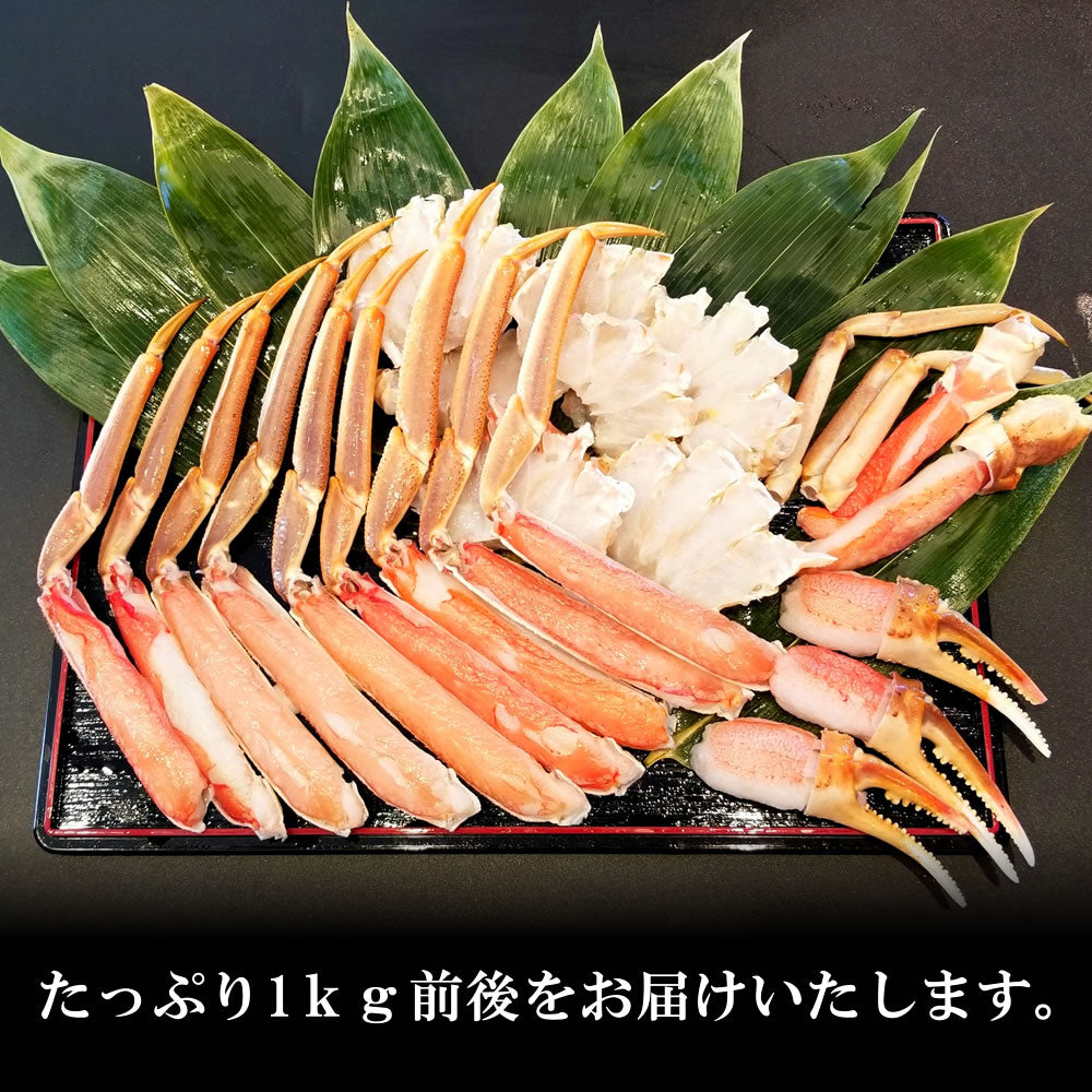 カット済み お刺身[生]本ずわい蟹 800g(総重量1kg)（ハーフカット）送料無料※沖縄は別途