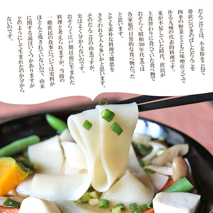 送料無料 おつまみ 大分 熊本名物 手延べ 半生だんご汁(団子汁/だご汁) 九州名物 120g(2食分)×2 お試し 人気には 訳あり 食品 お取り寄せグルメ 絶品 味噌汁 ぶっかけ 郷土料理 お取り寄せグルメ 食品 グルメ 惣菜 ポイント消化
