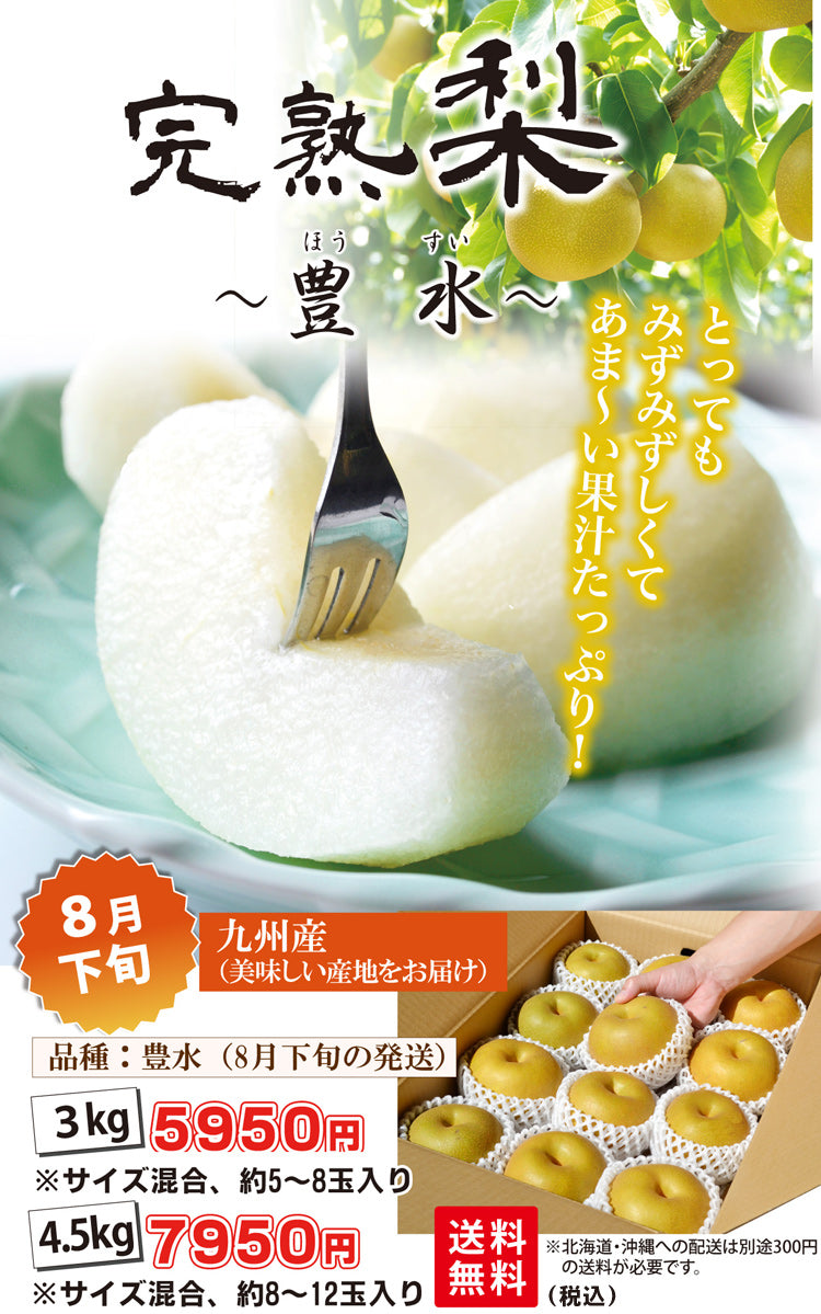 【★豊水★8月下旬発送】みずみずしくて甘くてジューシー！★完熟 梨（豊水）★九州産（旬の美味しい産地をお届けします！）