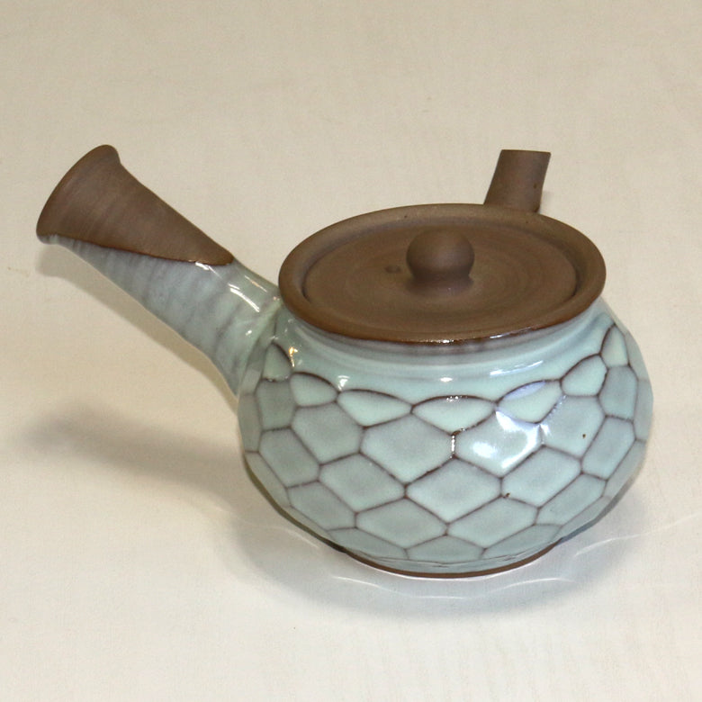 善夫作 急須 亀甲 グリーン