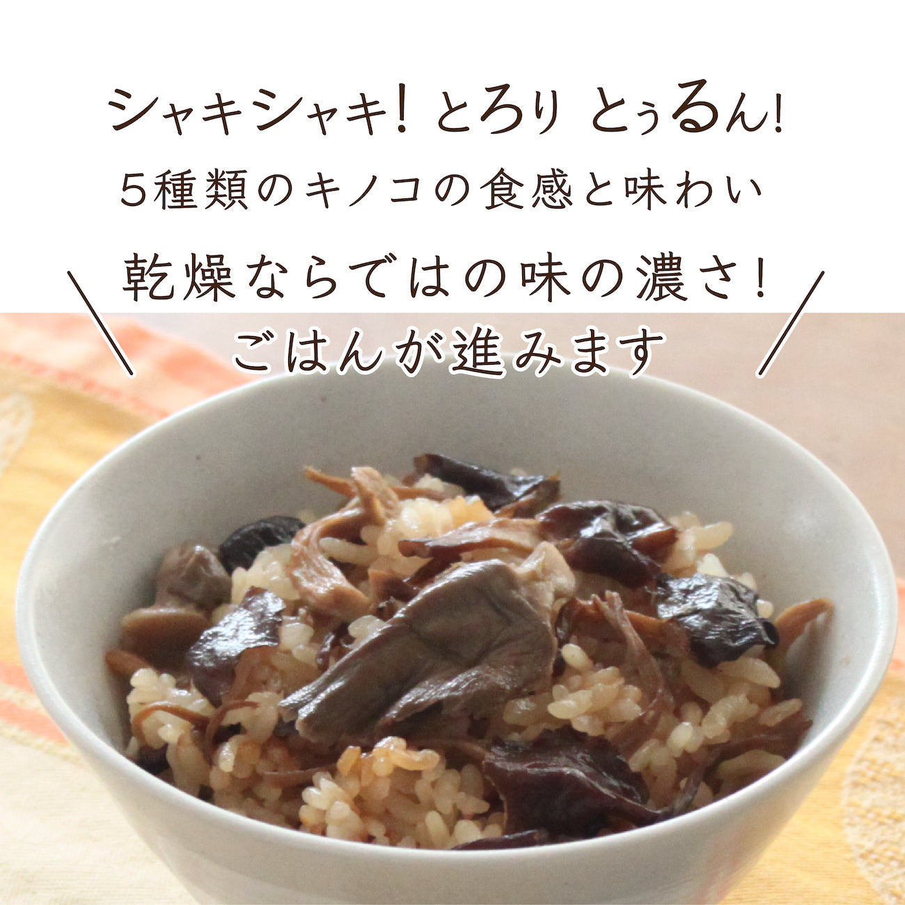 【プレキャン応募者・メルマガ会員限定20％OFF☆9月15日まで】香り良いきのこだし★信州キノコ村 おいしいキノコの炊き込みご飯の素　65ｇ(2合炊)×3袋 【だしとしてアレンジ】【保存料・化学調味料無添加】【炊込.・おこわ・かやくごはん】