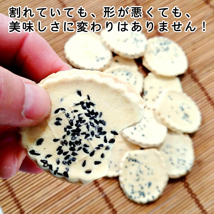 送料無料・数量限定 胡麻バターせんべい（われ、）７０ｇ×２個 【商品紛失補償付】焼菓子 国産 工場直送 青森県 1コイン 割れ 工場直送の南部せんべい　産直 ヘルシー おつまみ お菓子 和風 小麦 クッキー クラッカー スイーツ 赤字 処分品 ネコポス メール便