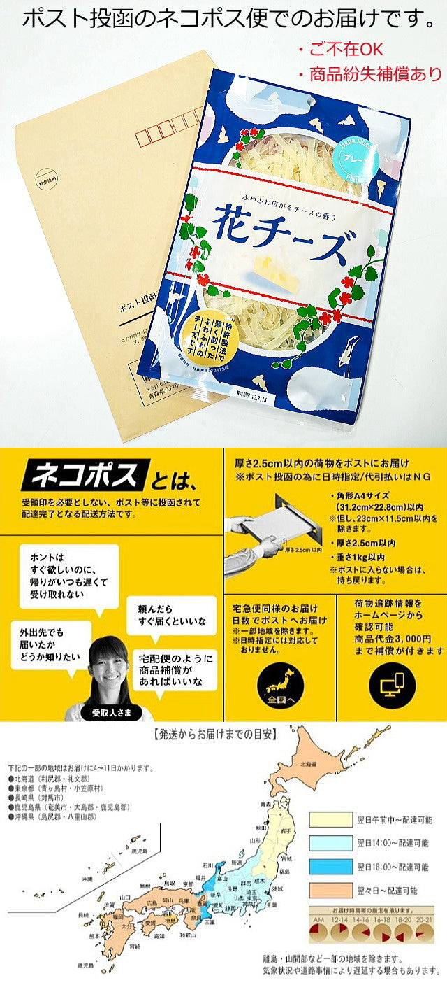 送料無料 花チーズプレーン（沖縄県・離島もOK）・商品紛失補償 【手間なし おつまみ おやつ すぐ食べる 急な来客 ポスト投函】