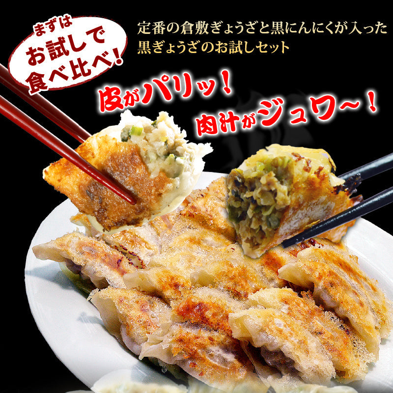 【お試し】★ランキング1位獲得！★まずはお試し！初回購入限定！送料込み 倉敷ぎょうざのお試し食べ比べセット（倉敷ぎょうざ15個、黒ぎょうざ15個、特製たれ1本）