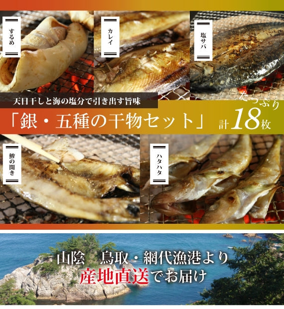 【干物セット】　無添加・天日干し山根商店のお得な干物セット　5種18枚入り