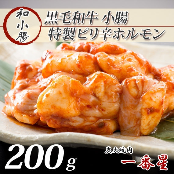 特製ピリ辛味★黒毛和牛ホルモン小腸(焼肉用) 　[200g×1]　 【特製つけタレ付き】高級黒毛和牛 ホルモン焼き チョウチョ 〈冷凍便〉【お中元2023】【精肉・肉加工品】