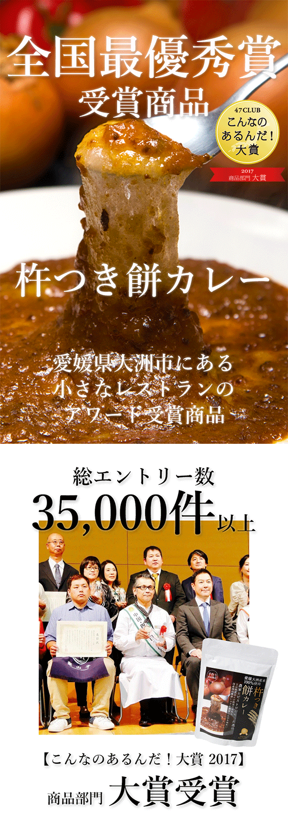 【2017こんなのあるんだ！大賞受賞】杵つき餅カレー（６食セット） 【送料込み】