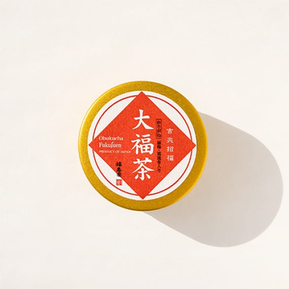 吉兆招福 【大福茶】 平缶入（かりがね3ｇ×5袋 / 福梅・福昆布 各５個）