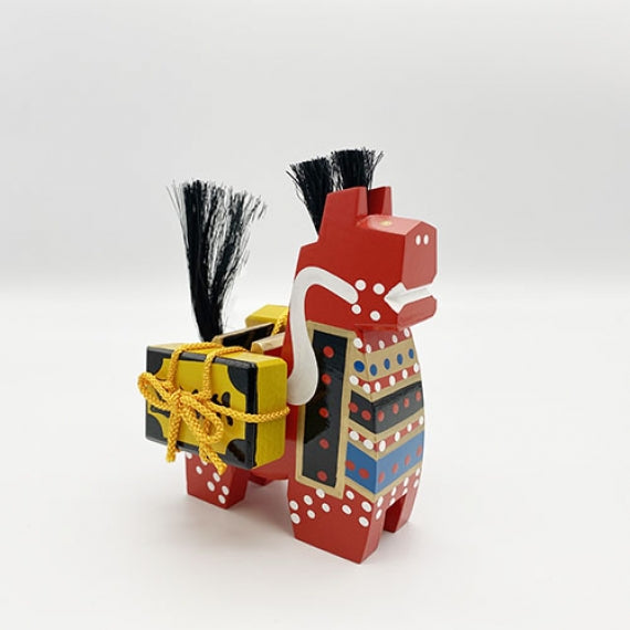 八幡馬　12cm　千両箱付　赤