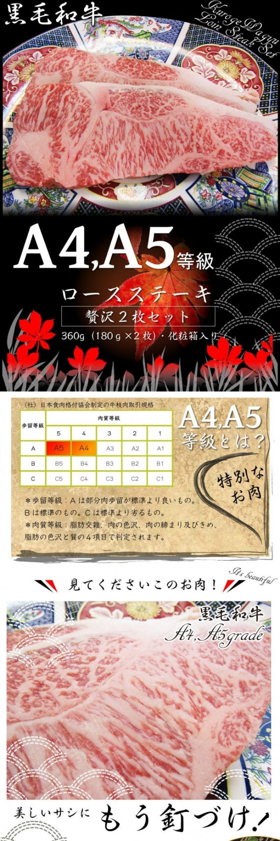 牛肉 肉 黒毛和牛 ロース 牛肉 肉 A4 A5 等級 ステーキ 180g×2枚 お歳暮 ギフト 食品 プレゼント 女性 男性 お祝い 新生活