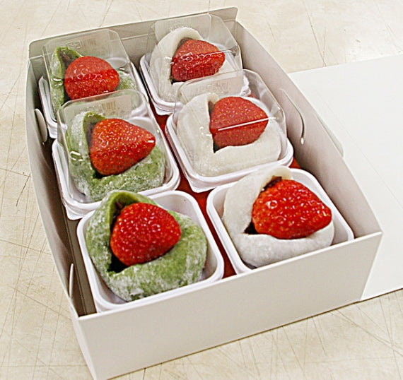 【栃木県発！】とちあいか　いちご大福(こし餡）３個　よもぎいちご大福(粒餡）３個　詰合せ　 6個入り 　