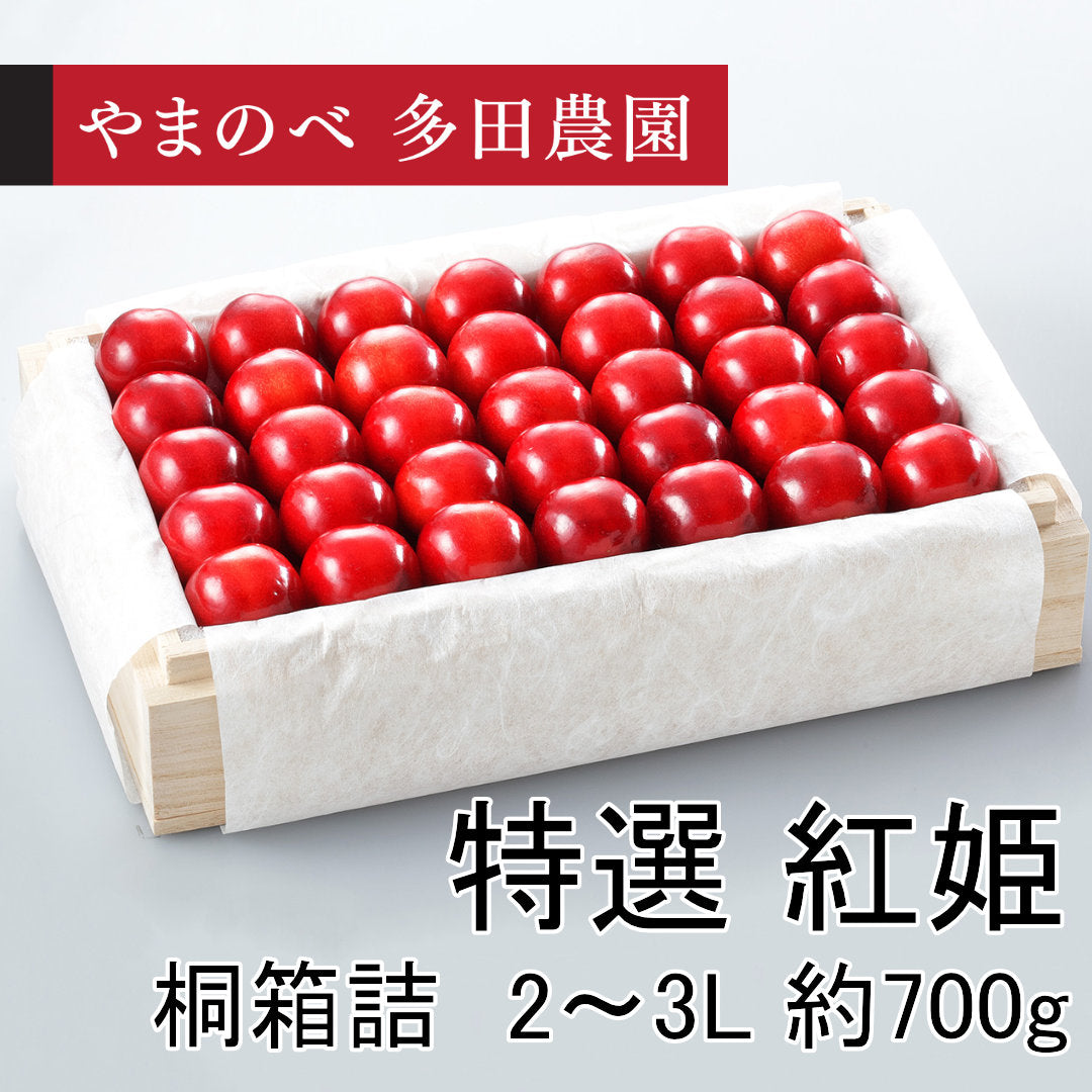 真夏のさくらんぼ「紅姫（べにひめ）」（2L～3Lサイズ 桐箱詰）約700g　先行予約受付中【7月20日～8月10日にお届け】