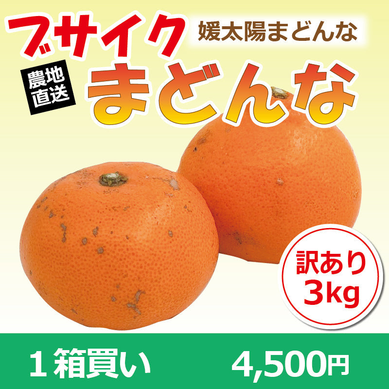 ※今季販売終了※【送料無料】訳あり媛太陽まどんな「ブサイクまどんな」〈家庭用・訳あり〉約3kg