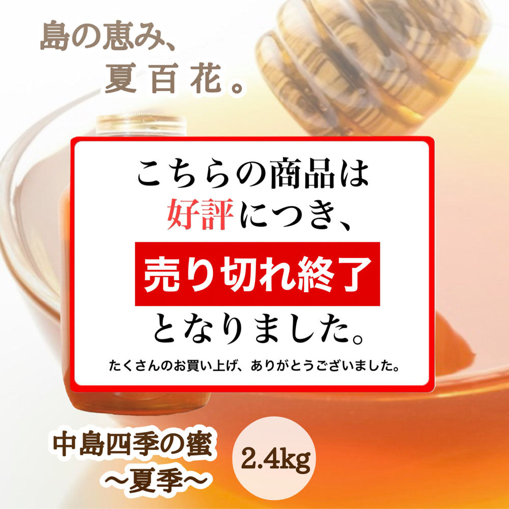 はちみつ　令和7年度産　新蜜　島の恵み、夏百花　「中島四季の蜜～夏季～」 愛媛県産　松山中島産純粋ハチミツ　中島四季の蜜～夏季～　2.4kg