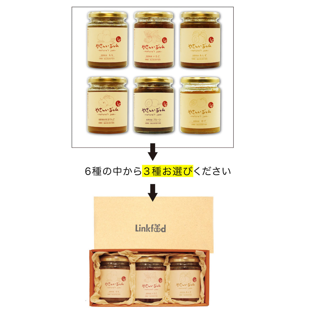 【5月7~13日ポイント7倍】やさしいジャム 3種選べる ギフト お歳暮 2025 離乳食 ペースト プレゼント ジャム いちご 苺 もも 桃 あんず 杏 瓶 国産 大容量 瓶 低糖質 砂糖不使用 添加物不使用