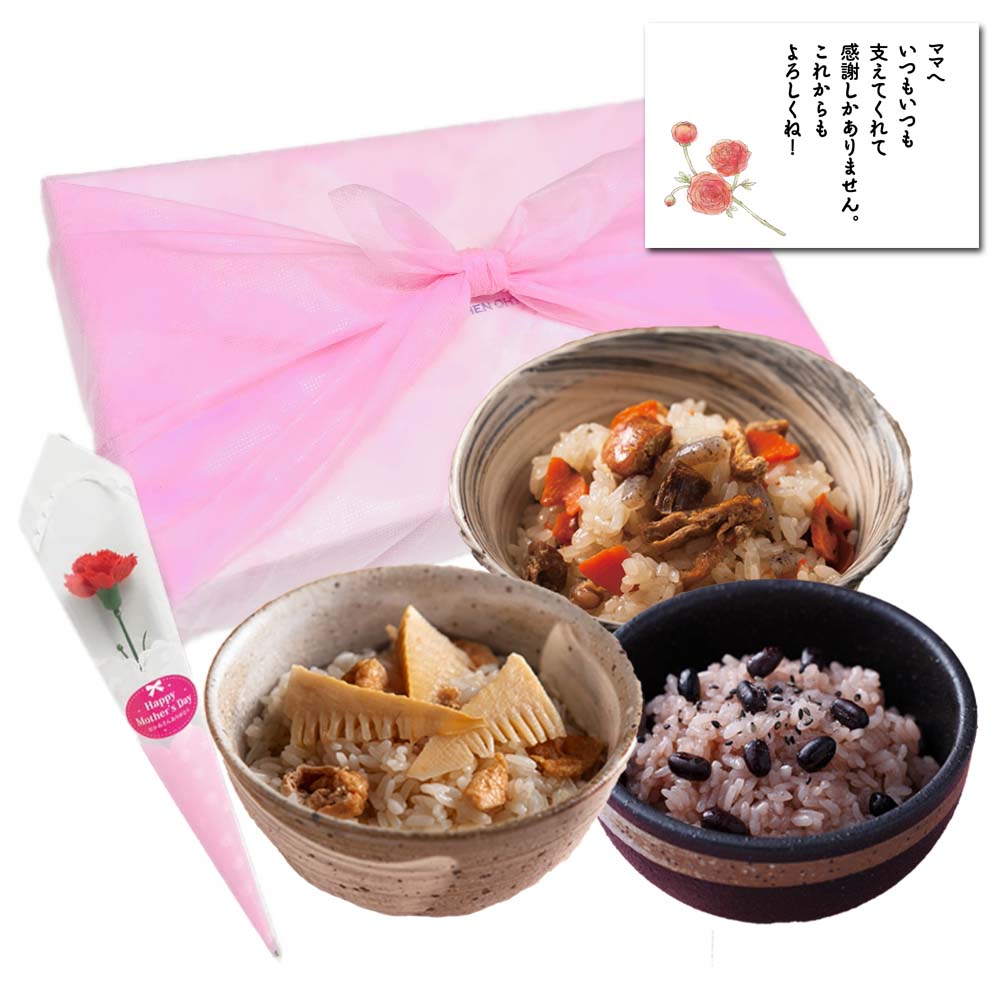 【予約受付終了】母の日ギフト  輝夜姫（かぐやひめ）ギフトセット【竹の子おこわ２合セット、名古屋コーチンおこわ2合セット、大納言お赤飯2合セット、化粧箱入】
