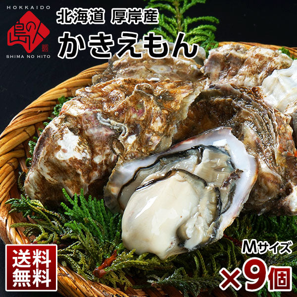 北海道 厚岸産 牡蠣 (カキえもん) 殻付き 9個(M・Lサイズ) 殻むきナイフ付 送料無料