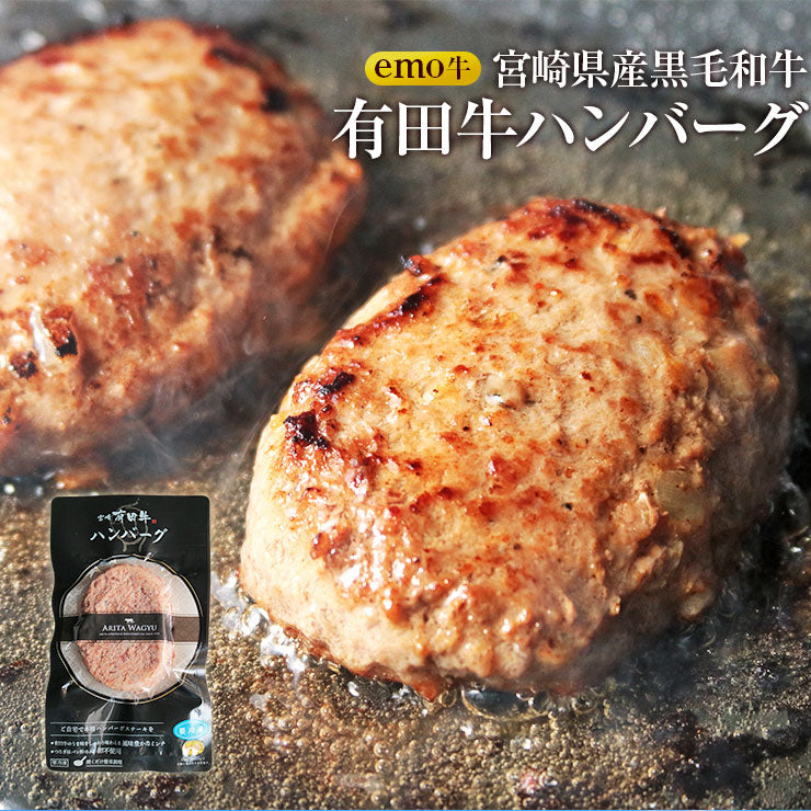 お歳暮 御歳暮 プレゼント ギフト ハンバーグ 有田牛 宮崎県産 黒毛和牛 EMO牛 エモー牛 手ごねハンバーグ 100g×5個 冷凍食品 おかず お取り寄せグルメ  ハンバーグステーキ 卵不使用 焼き温めるだけ ホルモン剤不使用 抗生物質不使用 遺伝子組換え飼料不使用 ホルモンフリー