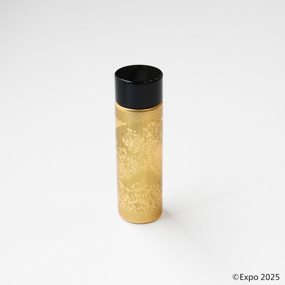 装飾的な黒と金の陶器ボトル 装飾的な黒と金の陶器ボトル 装飾的な黒と金の