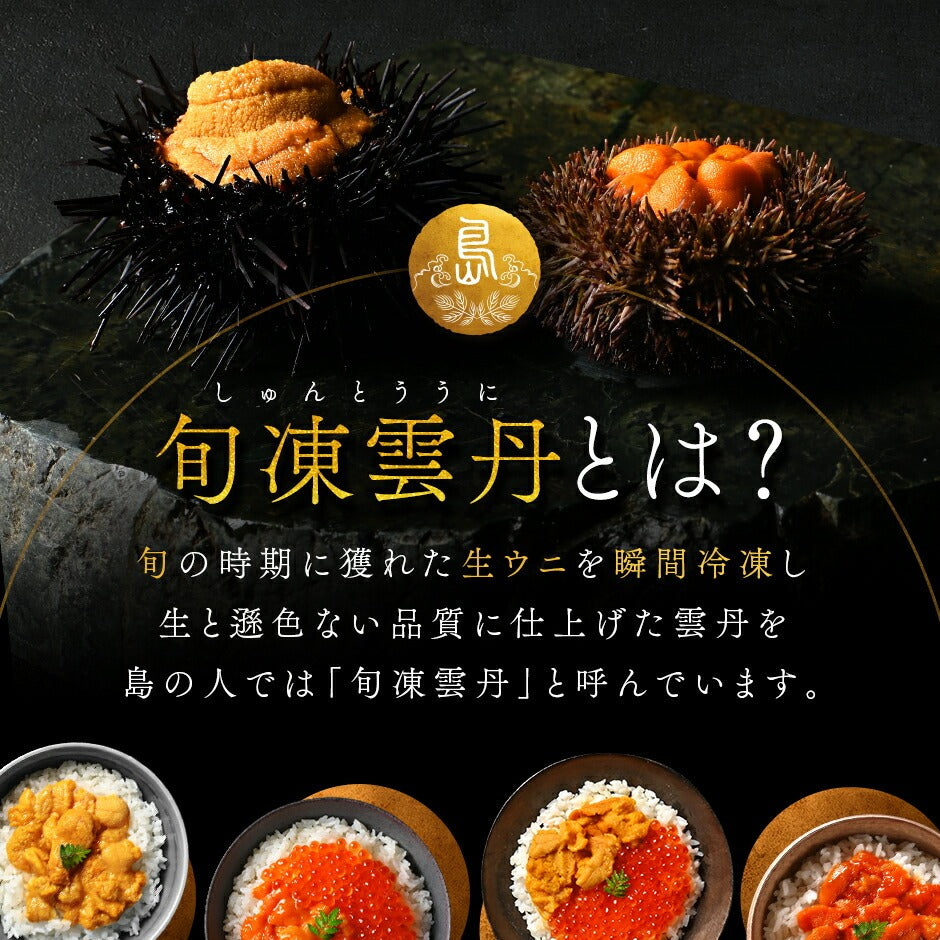北海道 礼文島産 旬凍　無添加 ムラサキウニ＆バフンウニセット(うに丼2杯分)【送料無料】