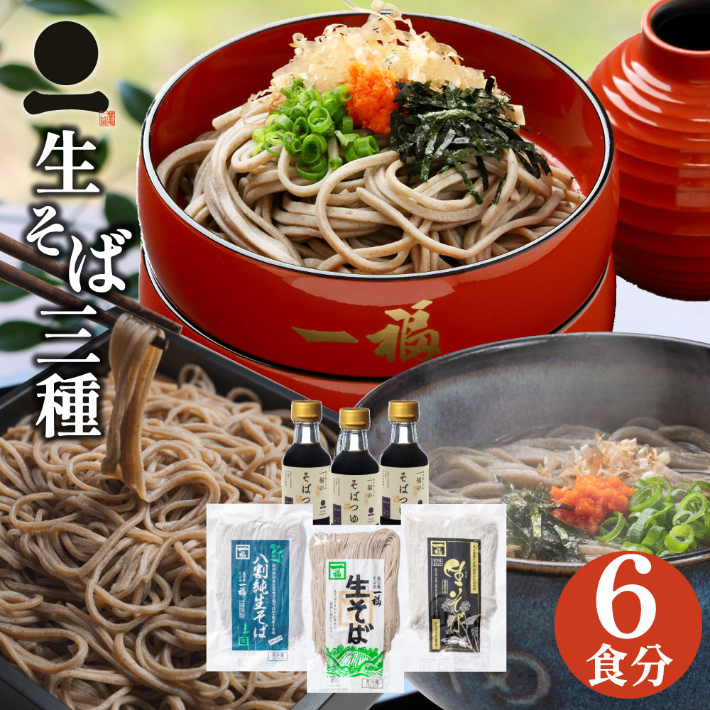 【出雲そば　一福】3つの味生そば詰合せ（6食分）9210